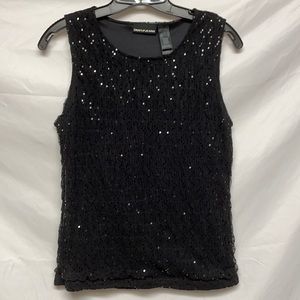 DKNY Jeans Black Sequin Rank Top SZ L